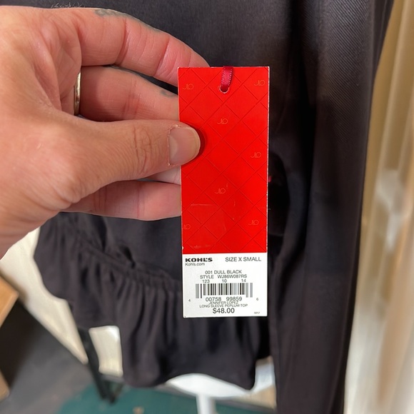 NWT- JENNIFER LOPEZ BLACK PUFFY LONG SLEEVE PEPLUM BLOUSE SIZE XS - Picture 5 of 11